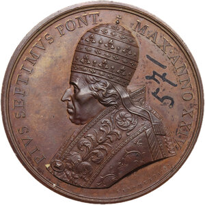 obverse: Pio VII (1800-1823), Barnaba Chiaramonti. Medaglia annuale A.XXIV