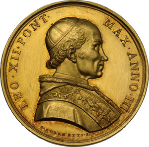 obverse: Leone XII (1823-1829).. Medaglia 1825 A. III per la chiusura della porta Santa in San Pietro