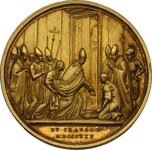 reverse: Leone XII (1823-1829).. Medaglia 1825 A. III per la chiusura della porta Santa in San Pietro