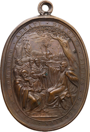 reverse: Gregorio XVI (1831-1846), Bartolomeo Alberto  Cappellari. Medaglia ovale coniata con appiccagnolo 1831 A. I
