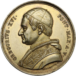 obverse: Gregorio XVI (1831-1846), Bartolomeo Alberto  Cappellari. Medaglia annuale A. V per la tutela e il restauro dei monumenti antichi