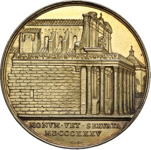 reverse: Gregorio XVI (1831-1846), Bartolomeo Alberto  Cappellari. Medaglia annuale A. V per la tutela e il restauro dei monumenti antichi