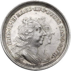 obverse: Federico II di Sassonia-Gotha-Altenburg (1676-1732), Duca di Sassonia-Gotha-Altenburg. Medaglia 1729, per il 53° compleanno del Duca
