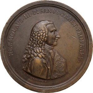 obverse: Almorò Pisani (1759-1836), podestà e vice capitano di Verona.. Medaglia 1791 per il restauro del mattatoio