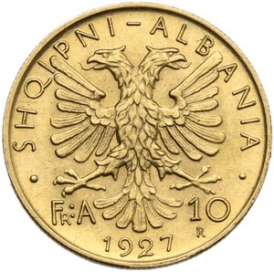 reverse: Albania.  Amet Zogu (1925-1928). 10 franga 1927 R, Rome mint