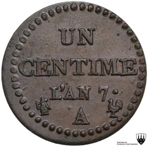 reverse: France.  Directoire (1795-1799). Centime AN 7 (1798/1799) A, Paris mint