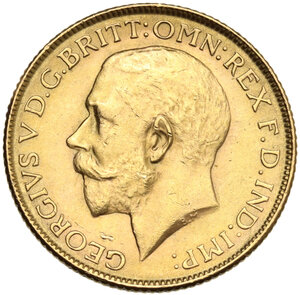 obverse: India.  George V (1910-1936). Sovereign 1918 I, Bombay mint