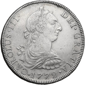 obverse: Mexico.  Charles III of Spain (1759-1788). 8 Reales 1772, Mo-FM inverted, Mexico City mint