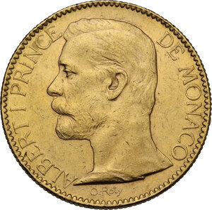 obverse: Monaco, Principality of .  Albert Ier (1889-1922). 100 francs 1896 A, Paris mint