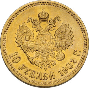 reverse: Russia.  Nicholas II Romanov (1894-1917). 10 roubles 1902 AP, St. Petersburg mint