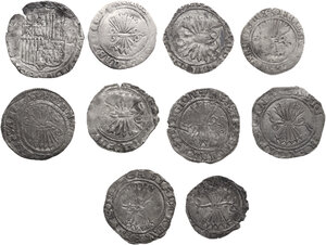 obverse: Spain.  Catholic Kings (1474-1504). Lot of ten (10) coins: (9) 1/2 real and (1) real