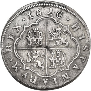 reverse: Spain.  Philip III (1598-1621). 8 Reales 1620 A, Segovie mint