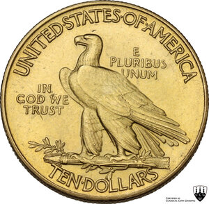reverse: USA. AV 10 dollars 1908, indian head - eagle