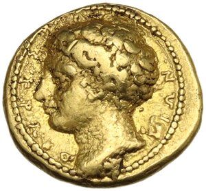 obverse: Syracuse.  Dionysos I (405-367 BC).. AV 50 Litrai – Dekadrachm. Struck circa 405-400 BC