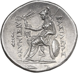 reverse: Kings of Thrace.  Lysimachos (305-281 BC).. AR Tetradrachm, in the name and types of Lysimachos of Thrace, c. 260-late 250s BC. Kios mint (Bithynia)