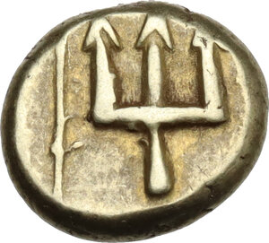 reverse: Lesbos, Mytilene. EL Hekte, c. 377-326 BC
