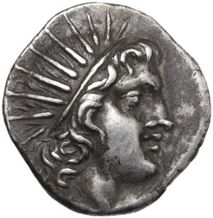 obverse: Islands off Caria, Rhodes. AR Drachm, c. 88-84 BC. ‘Plinthophoric’ coinage. Thrasymedes, magistrate
