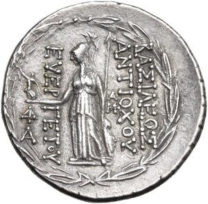 reverse: Seleucid Kings.  Antiochos VII Euergetes (Sidetes) (138-129 BC).. AR Tetradrachm. Antioch on the Orontes mint