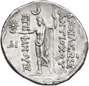 reverse: Seleucid Kings.  Antiochos VIII Epiphanes (Grypos) (121-96 BC).. AR Tetradrachm. Ake-Ptolemais mint. Struck 121/0-113 BC