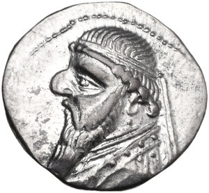 obverse: Kings of Parthia.  Mithradates II (121-91 BC). AR Drachm. Rhagai mint. Struck c. 109-96/5 BC