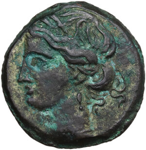 obverse: Zeugitania, Carthage.  Time of the Second Punic War.. AE 25 mm, c. 221-202 BC