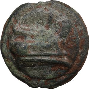 reverse: Janus/prow to right libral series.. AE Cast As, c. 225-217 BC
