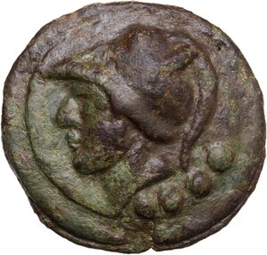 obverse: Janus/prow to right libral series.. AE Cast Triens, c. 225-217 BC