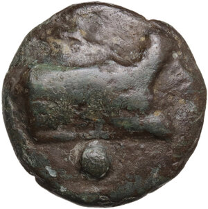 reverse: Janus/prow to right libral series.. AE Cast Uncia, c. 225-217 BC
