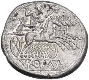 reverse: Anonymous. AR Quadrigatus, uncertain Sicilian mint, 216 BC