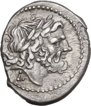 obverse: LT series. AR Victoriatus, Luceria mint, 214 BC