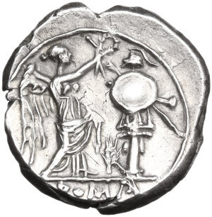 reverse: Corn-ear (third) series.. AR Victoriatus, 211-210 BC, Sicily