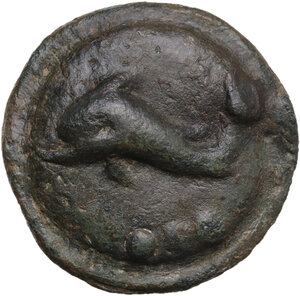 reverse: Northern Apulia, Luceria.  Libral standard.. AE Cast Teruncius, c. 225-217 BC