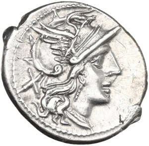 obverse: Anonymous.  AR Denarius, uncertain Campanian mint (Capua?), 206-205 BC