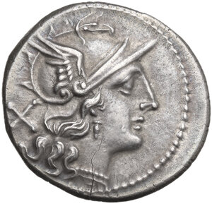 obverse: Rostrum tridens series. AR Denarius, uncertain Campanian mint (Capua?), 204 BC