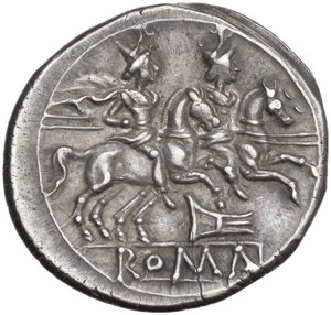 reverse: Rostrum tridens series. AR Denarius, uncertain Campanian mint (Capua?), 204 BC