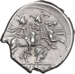 reverse: Female head series. AR Denarius, uncertain Spanish mint, 203 BC