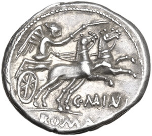 reverse: C. Maianius.. AR Denarius, 152 BC
