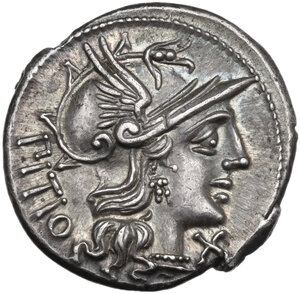 obverse: L. Sempronius Pitio. . AR Denarius, 148 BC