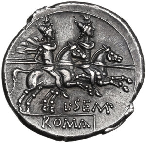 reverse: L. Sempronius Pitio. . AR Denarius, 148 BC