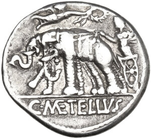 reverse: C. Caecilius Metellus Caprarius.. AR Denarius, 125 BC