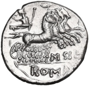 reverse: Q. Curtius and M. Silanus . AR Denarius, 116 or 115 BC