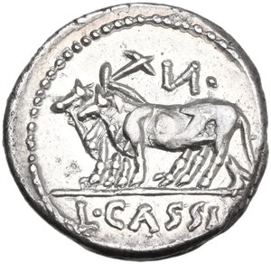 reverse: L. Cassius Caecianus.. AR Denarius, 102 BC