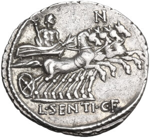 reverse: L. Sentius C.f.. AR Denarius, 101 BC