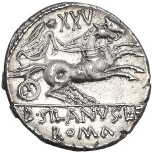 reverse: D. Junius Silanus L.f.. AR Denarius, 91 BC