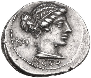 obverse: M. Cato.. AR Denarius, 89 BC