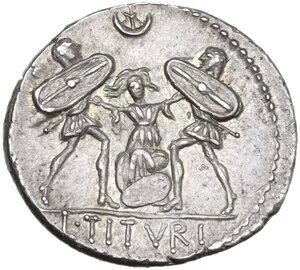 reverse: L. Titurius L.f. Sabinus. AR Denarius, 89 BC