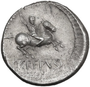 reverse: Pub. Crepusius.. AR Denarius, 82 BC