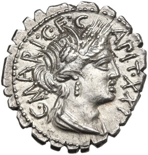 obverse: C. Marius C.f. Capito.. AR Denarius serratus, 81 BC