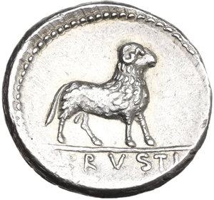 reverse: L. Rustius. AR Denarius, 76 BC