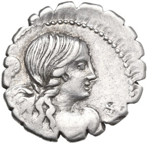 obverse: Q. Crepereius M.f. Rocus. . AR Denarius serratus, 72 BC